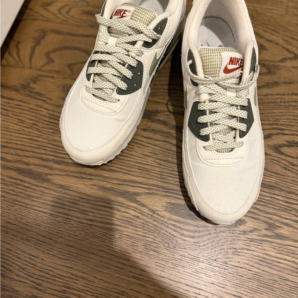 Nike Cream and Dark Green Air Max Sneakers